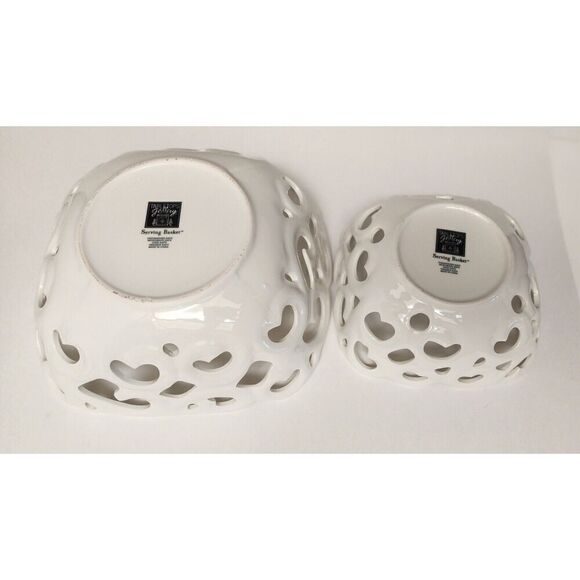 Tabletops Gallery Serving Baskets/Bowls High Fired Porcelain Set Of 2 Oven Safe - Picture 7 of 9